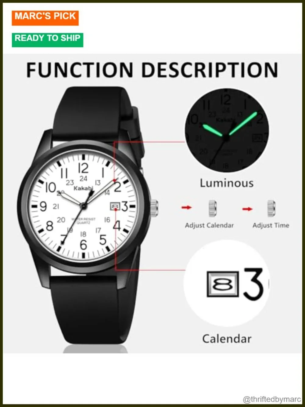 Unisex Military Sport Analog Quartz Watch with Silicone Strap, 24 Hour Time,